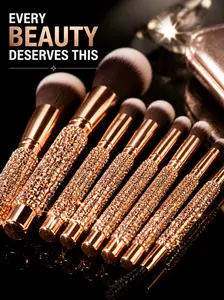 10Pcs Luxury Makeup Brushes Set - Beauty Products with Diamond Rivet Handle, Crystal Design, Professional Super Soft Odor-Free Bristles for Face, Eye Makeup Application