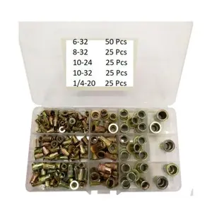 Rivet Nut Kit 150 Pack Nut 1/4-20 10-32 10-24 8-32 6-32 SAE Rivnut Set, 150-Pack Variety