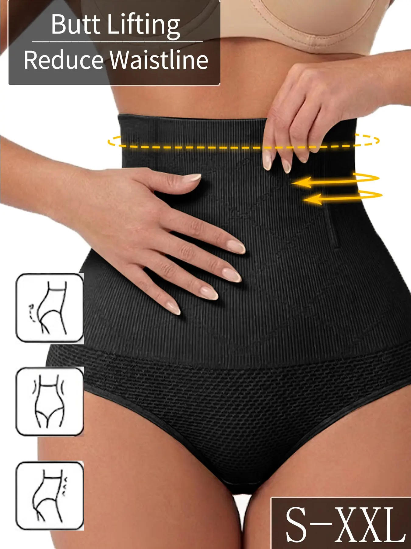 The one-piece high-waisted shapewear, Body Shaper Shapewear, for women is a must-have fashion item for summer, available in black and apricot colors