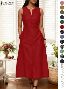 Women's Dress, Casual Style Breathable Sleeveless Dress for Daily Wear, Ladies Clothes Womenswear for All Seasons