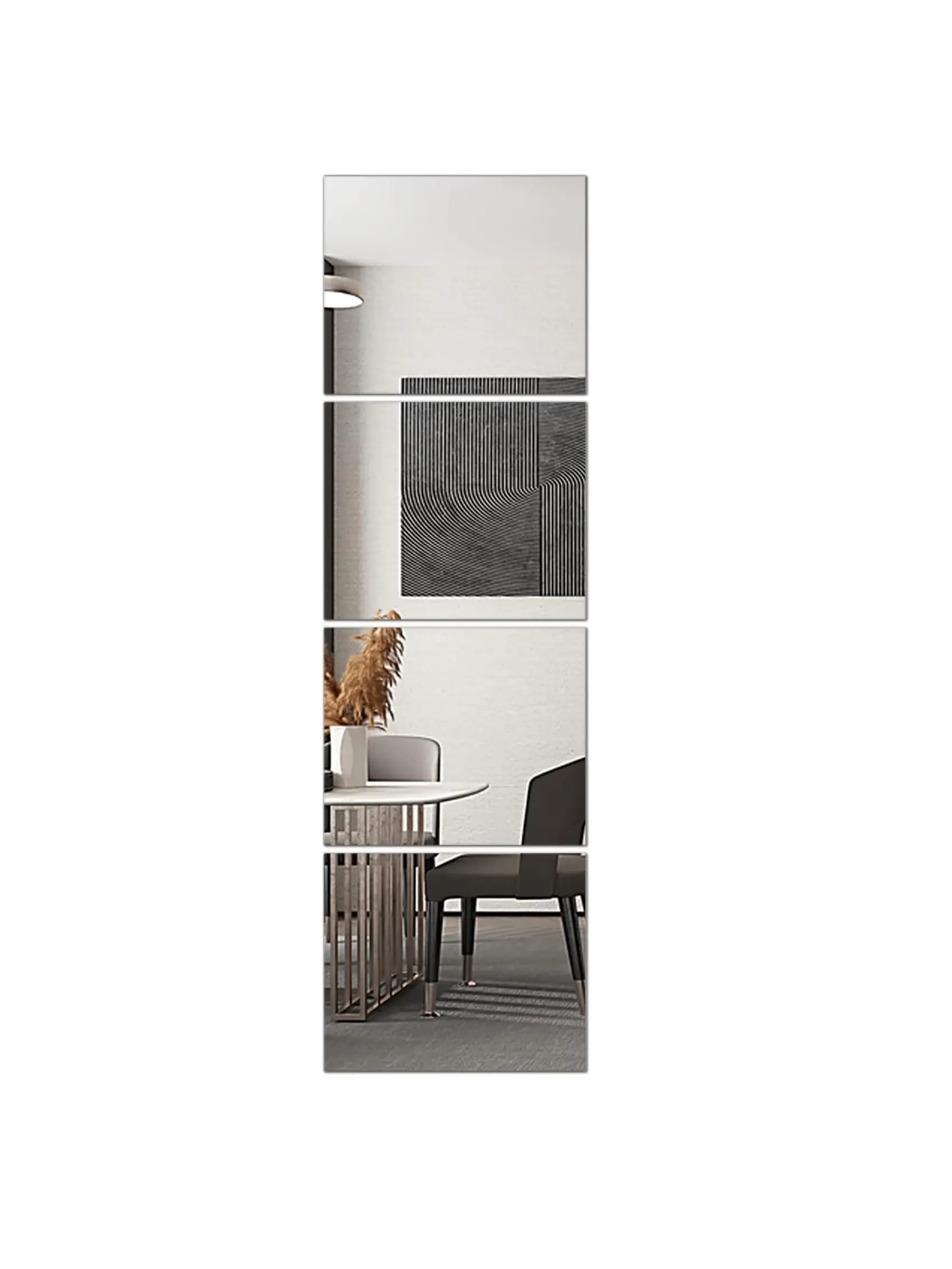 Delma Glass Full Length Wall Mirror Tiles, 14'' x 12'' 4PCS, Frameless Body Tiles for Bedroom, Mounted Home Gym, Door
