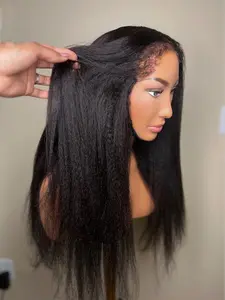 30 Inch Black Long Straight Hair Wigs for Women, Glueless Hd Wigs Ready To Wear, Gorgeous Fluffy Heat Resistant Wigs with Bangs, Synthetic Lace Frontal Wigs for Party, Daily Use, Natural Looking Wigs, Glueless Headband Wig