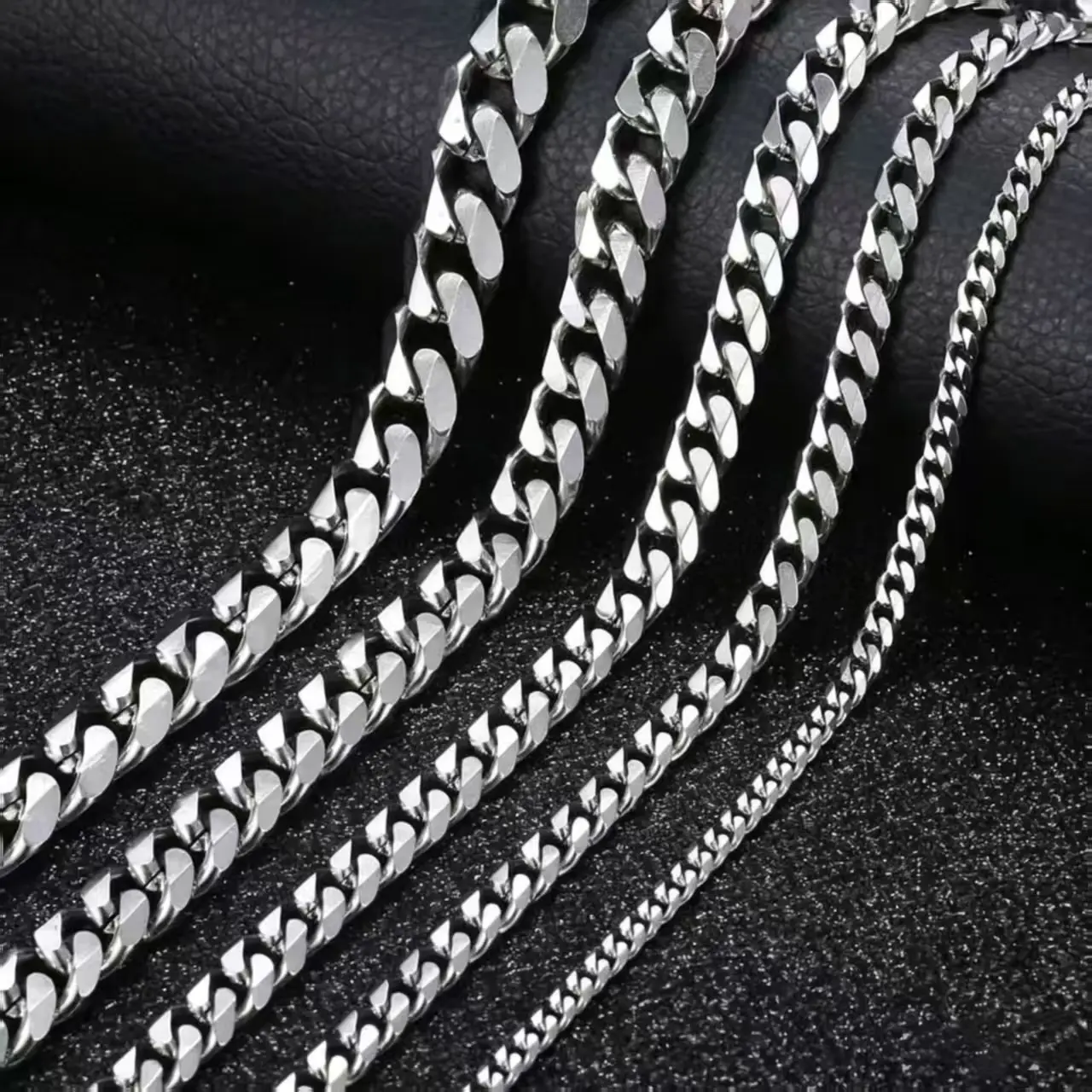 3/5/7/9/11mm Men's Silver Color Necklace Stainless Steel Cuban Link Chain For Mens Womens Basic Chokers 18-30inch Valentine Birthday Gift