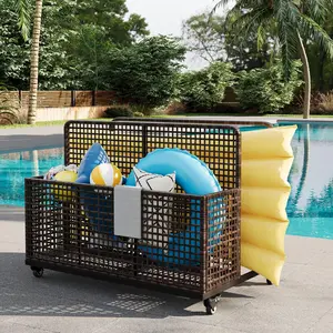 Large Capacity Weather-Resistant Outdoor Storage Box, Perfect for Pool Floats, Patio and Garden Accessories – Durable Deck Storage Solution for Poolside, Basket, Wicker