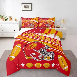 Football Bedding Set,Kansas Comforter Set,Football Gifts for Football Fans Football City Comforter,Rugby Sports Bedroom Decor Duvet Set