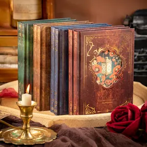 Vintage Gold Foil Century Song Notebook, 192 Pages Per Book, Colorful Retro Writing Journal, Travel Diary Notebook, Perfect for Notes & Memories