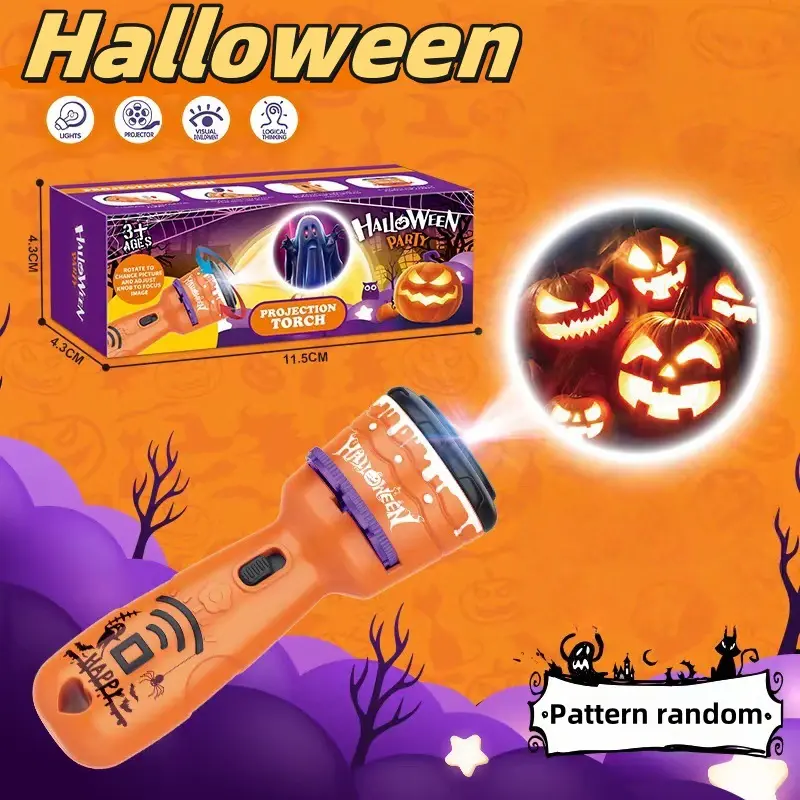 Kids Projection Flashlight, Halloween Story Projection Toy, Safe ABS Material, Interactive Early Learning STEM Tool for Toddlers, Portable Visual Cognitive Gift, Easy-to-Use Science Aid for Parents & Teachers.