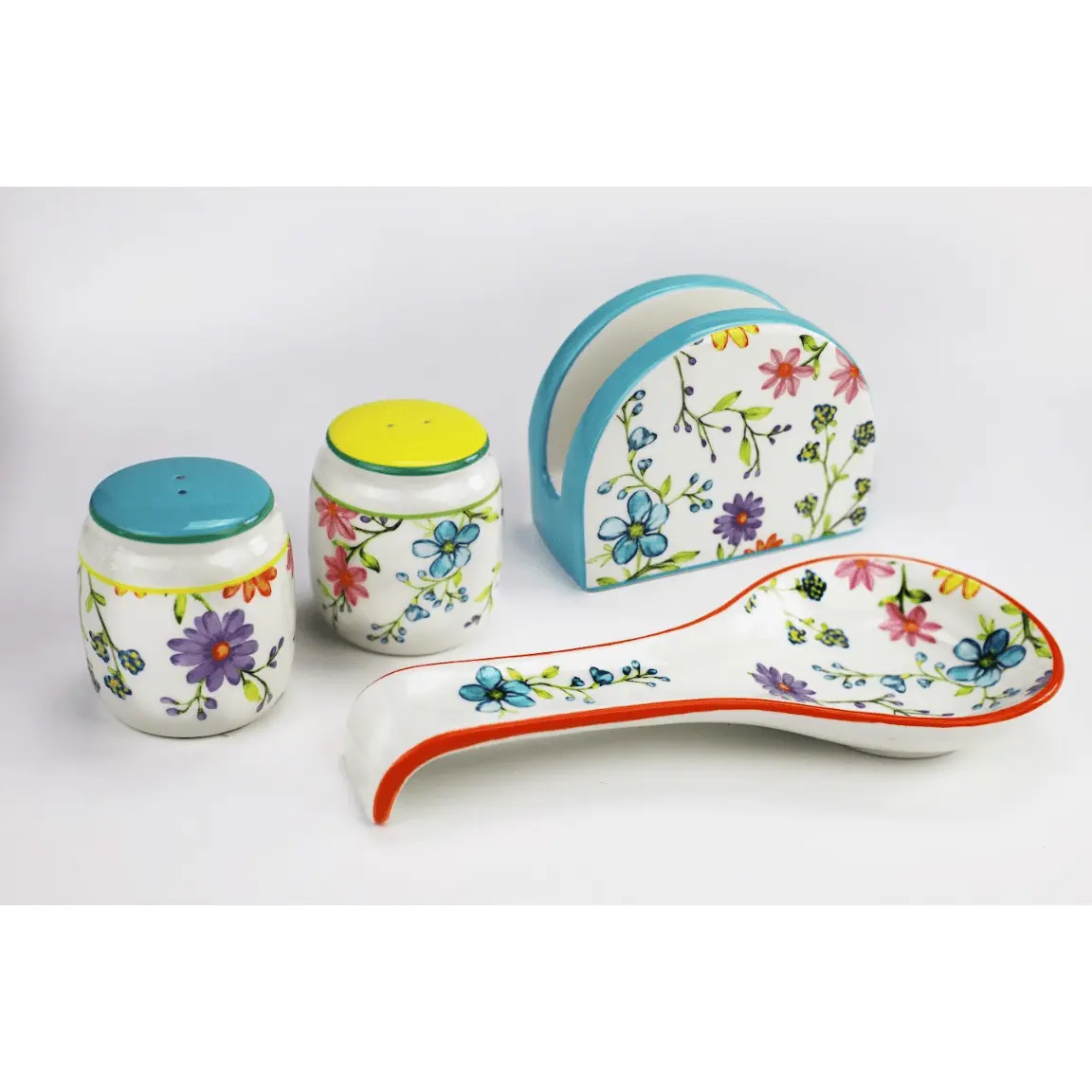 Charlotte Table Accessory Set - Spoon Rest, Napkin Holder, Salt & Pepper