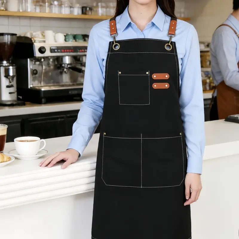 Aprons for Men Women with Large Pockets, 16-Ounce Cotton Canvas Cross Back Apron