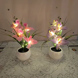 Butterfly Orchid Flower Pot Lamp - Simple Elegant Home Decor, Dimmable Table Lamp for Night Light Ornament, Hotel Display, Wedding Atmosphere room stylish lighting color