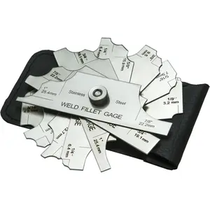7 count Fillet Welding Inspection Gauge Set Includes Leather Case - (1/8" - 1") Ulnar Metric & Inch -  for Checking  Length  Throat Thickness for Professional Welders