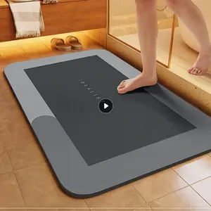Diatomaceous Earth Bath Mat, Super Absorbent Quick Dry Non-Slip Bathroom Rug, Soft Stone Bath Mat with Rubber Backing, Modern Minimalist Floor Mat for Shower, Kitchen and Bathroom