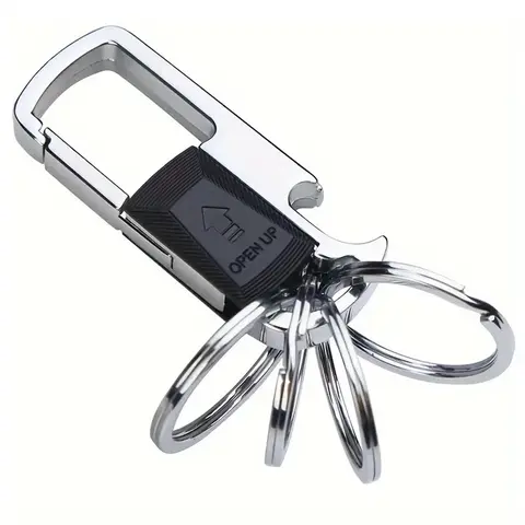 Durable Keychain with Detachable Key Rings & Bottle Opener, Versatile Car Key Clip Keychain Accessories for Men, Ideal for Everyday Carry, Valentine's Day Gift, Portable Tool Accessories