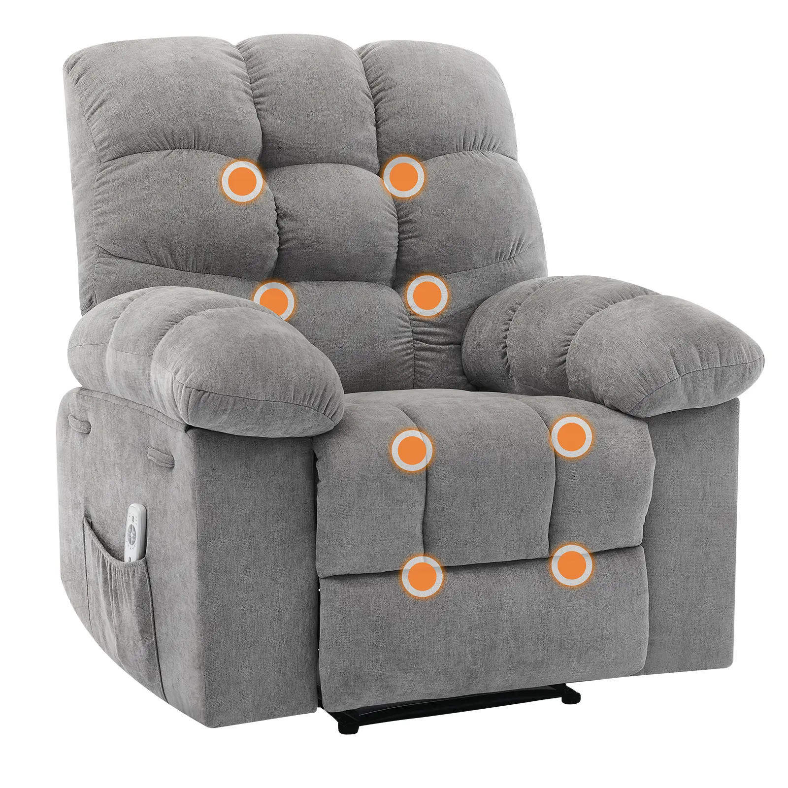 Wide Overstuffed Recliner Rocking Chair with Massage & Heat – Ergonomic Design, Breathable Upholstery, Remote Control, Dual Side Pockets for Living Room or Bedroom