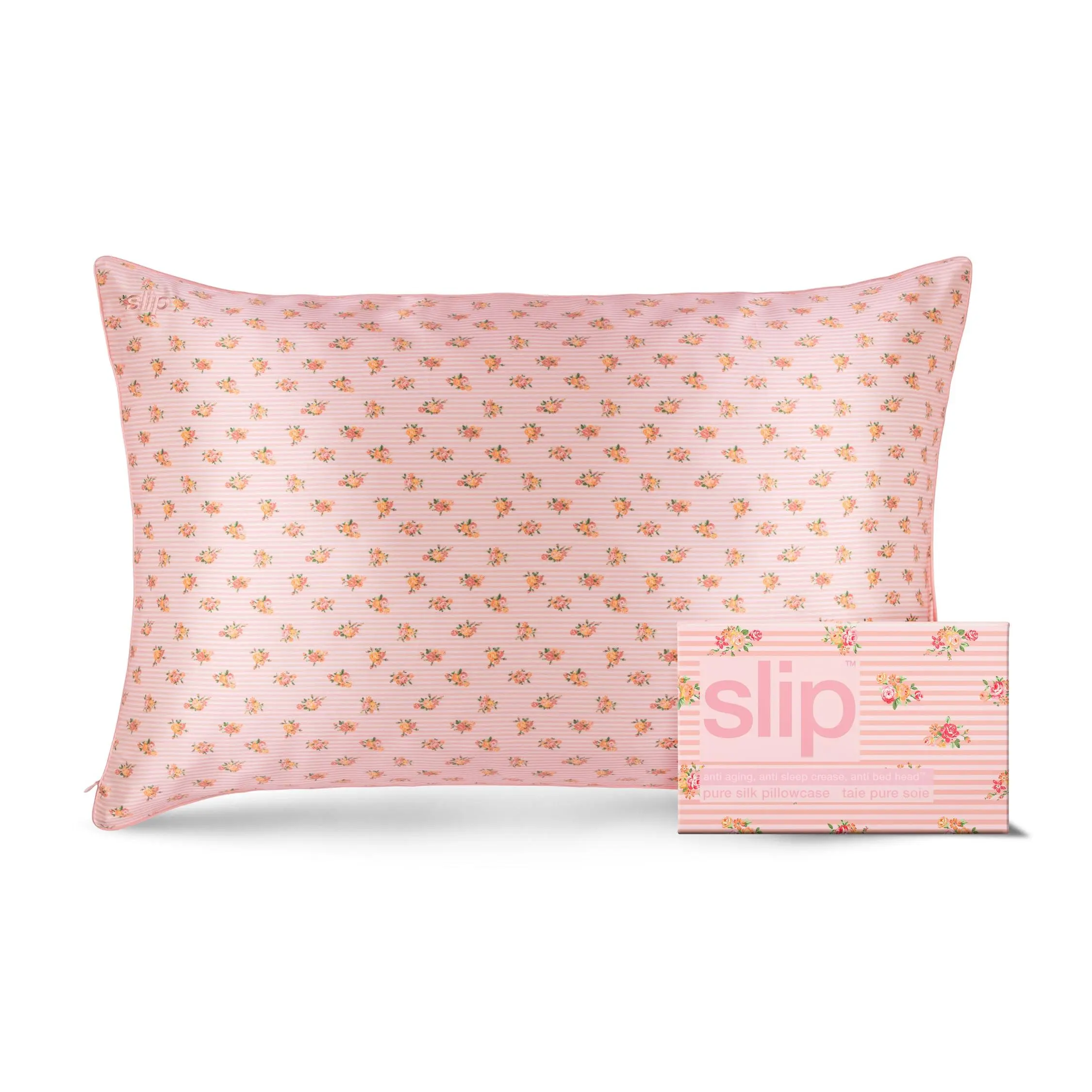 Slip Silk Pillowcase | Queen Size, Zippered Closure | Petal | Floral | 100% Pure Mulberry Silk | Anti-Aging, Anti-Sleep Crease, Anti-Bed Head | Designed to be gentle on Skin & Hair, Luxury Sleep Essential