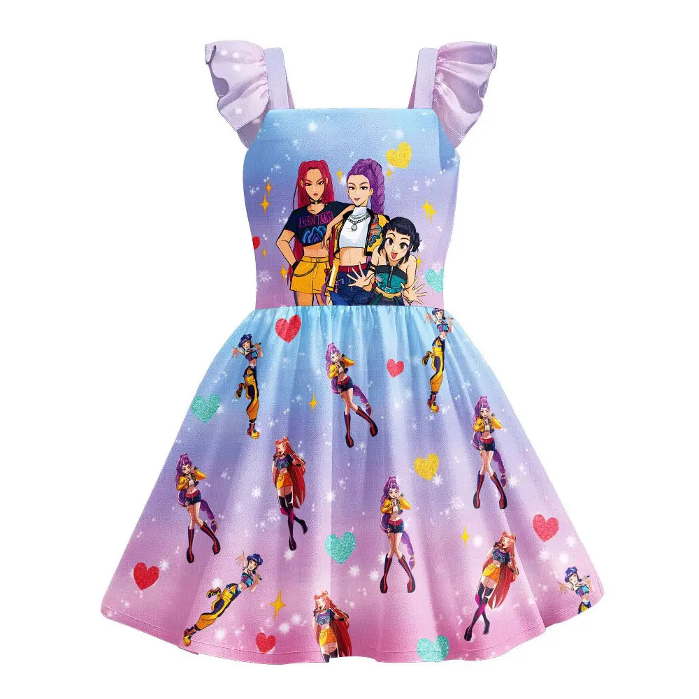 Baby Girls' Acrylic Criss Cross-Moire Print Pajama Set, Summer Fashion Princess Nightgown for Party & Sleepwear