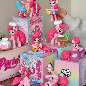 1/9pcs Pink pony Party time! Cute Becci figurine surprise handcrafted decoration item, made of PVC material, suitable for decorating the tabletop, bedroom party venue, and can be used as a decoration gift for home, Collectible Figurine