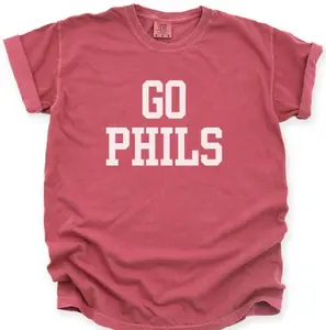 Comfort Colors Go Phils Unisex T-Shirt: Philly Fan Shirt for Phillies Baseball Fans - Let's Go Phillies! Opening Day Philly Tee - Perfect Philly Gift