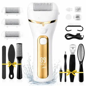 Waterproof Rechargeable Electric Foot Callus Remover, Portable Electronic Pedicure Tool, Foot Scrubber Care Kit for Dead Cracked Dry Skin gift trimming