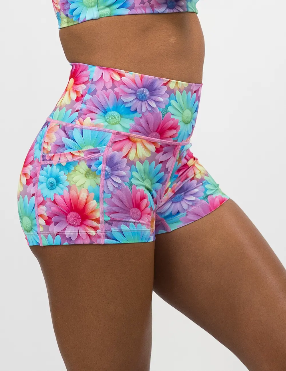 CVG Shorts Enchanted Floral Pastel Polyester, High Waisted Shorts, Athleisure Shorts