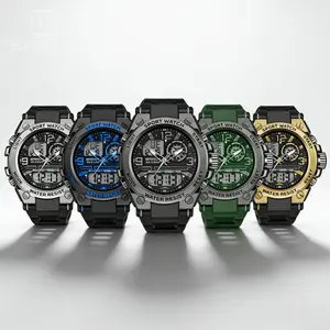 Men's Rugged Quartz Wristwatch - Outdoor Sports Watch with Water Resistance, Multi-Function, Digital & Analog Display, Ideal for Father's Day Gifts
