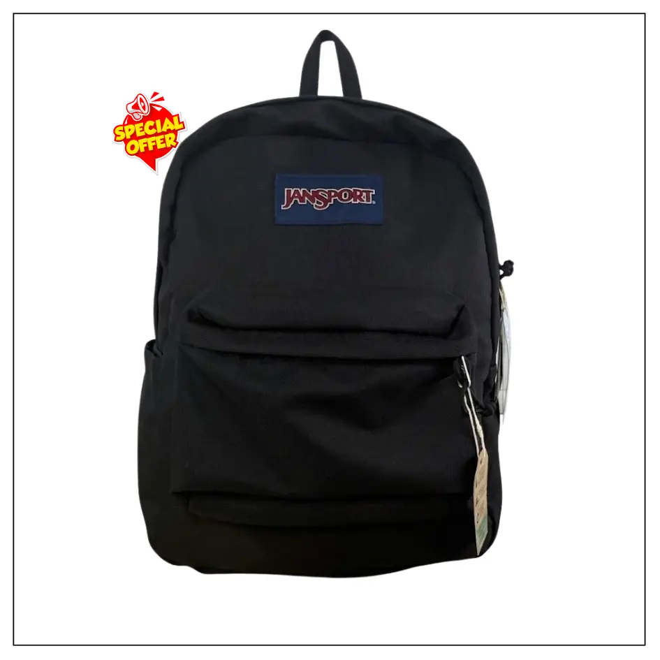 JanSport SuperBreak Backpack (Black, 17"x12.5"x6") - Durable, Lightweight Student Bookbag, Premium Class Luggage & Functional Bag Accessory