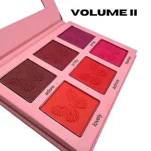 Blushing Palette - 6 Color Blush Palette with Butterfly Design and Soft Pink Packaging