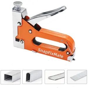 4 in 1 Staple Gun Heavy Duty, with 800 Staples,Manual Brad Nailer Power Adjustment Stapler Gun for Wood, Upholstery, Carpentry, Decoration DIY Staple Gun