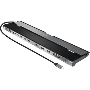USB C Docking Station- Supports up to 3 Display Simultaneously | HDMI, DisplayPort, VGA, 100W PD  , Gigabit Ethernet | Comes with Type C  Compartment (JCD543)