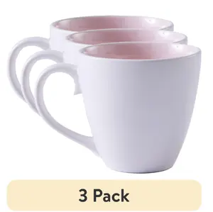 3-Pack Blush Pink Stoneware Coffee Mugs