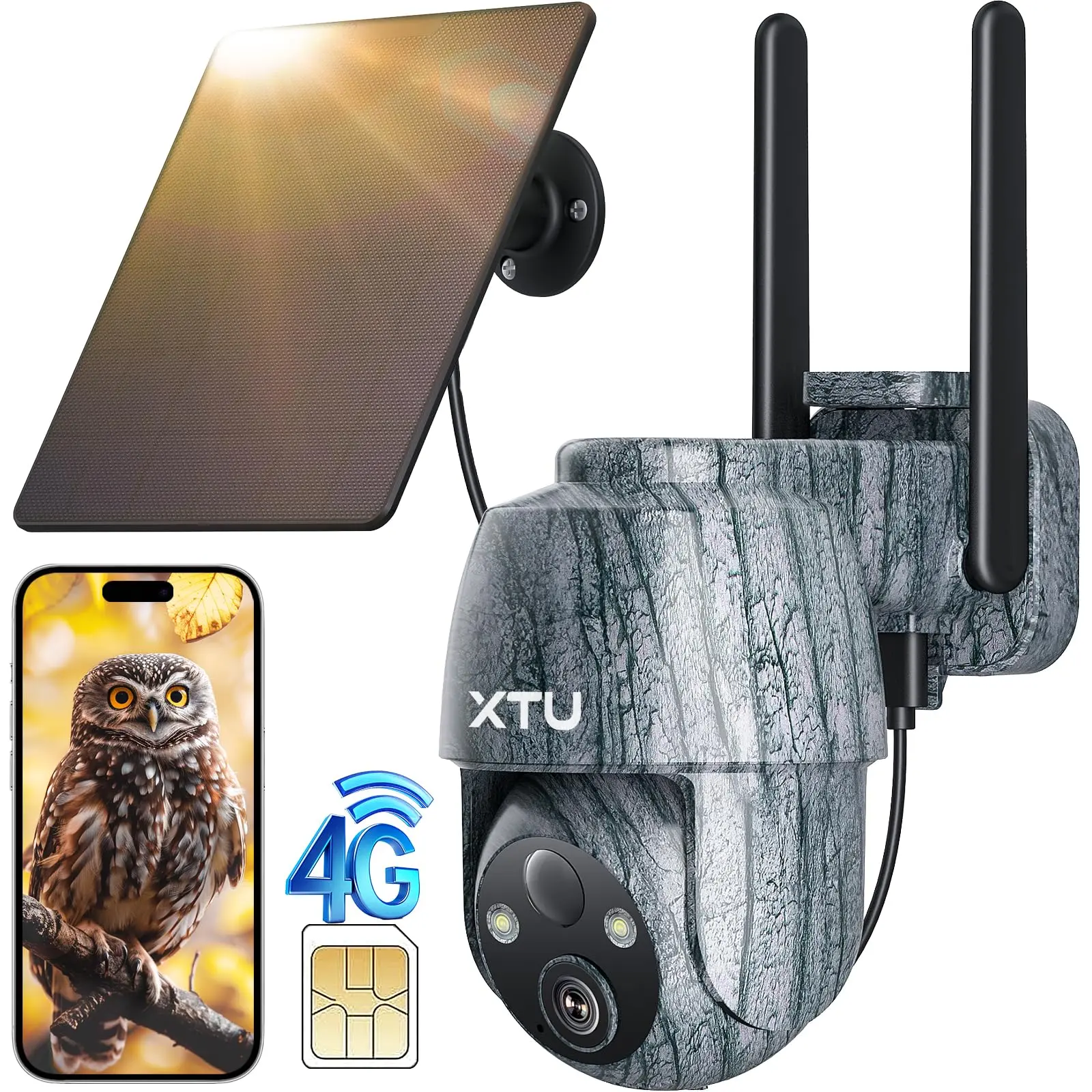 4G LTE Hunting Camera 2K - 360° Trail Cam with 2" LCD Screen, Color Night Vision & Live Stream