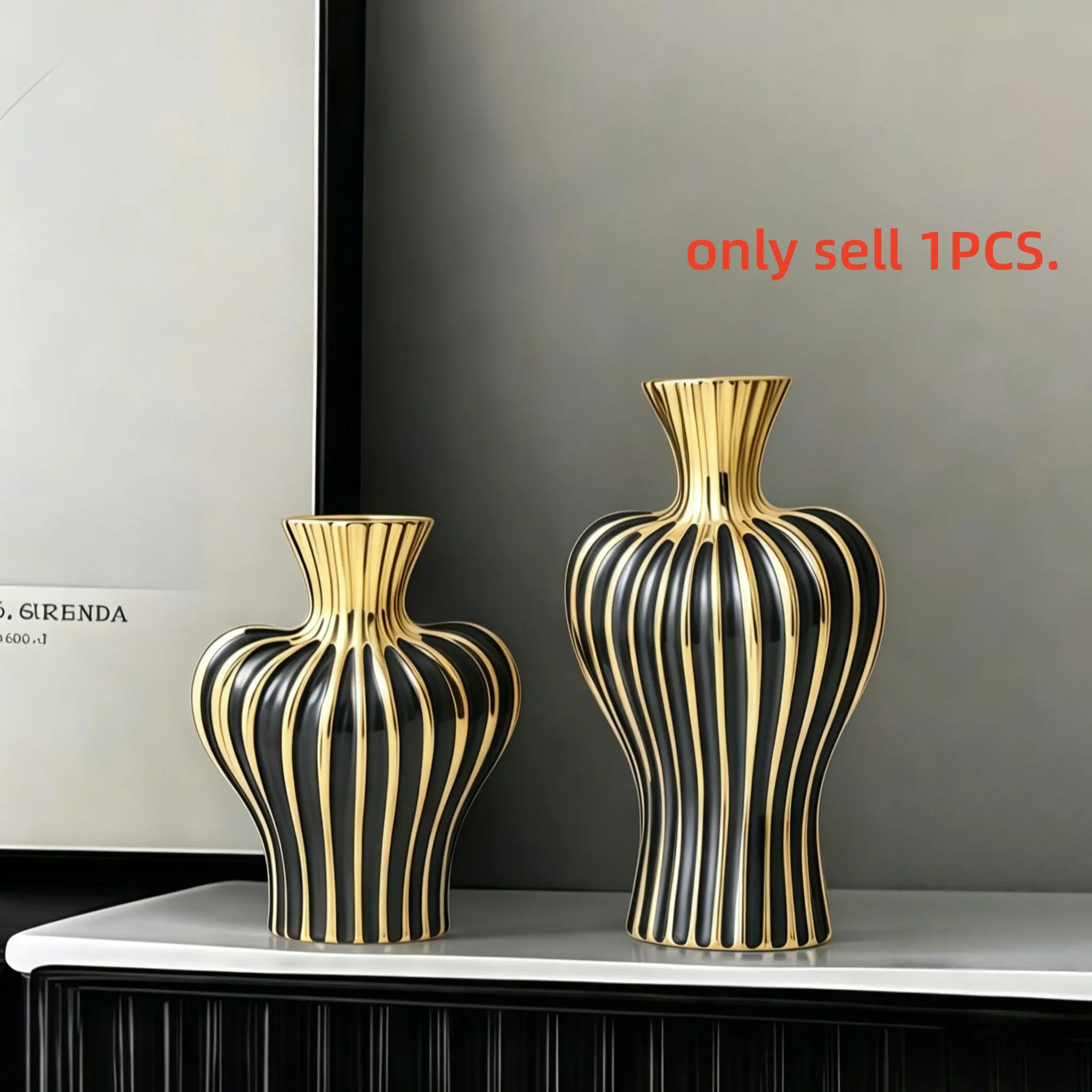 Ceramic Vase, 1 Box Irregular Striped Design Vase, Modern Desktop Decoration, Office Desk Flower Arrangement, Dried and Fresh Flowers, Home Decor, Ornaments, Flower Vases