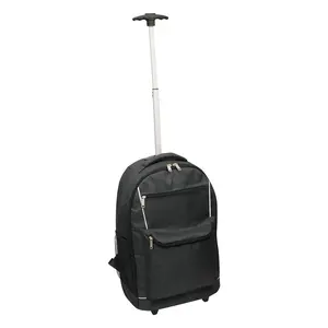212 MAIN Polyester Monopod Rolling Backpack - Black, Padded Laptop Sleeve, Zip Closure, Durable Airport Casual Laptop Travel Backpack