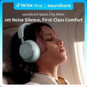soundcore Space 2 by Anker, Active Noise Cancelling Headphones, Comfortable Fit, 50H Playtime, LDAC HiRes Wireless Audio, Dual Connection, Clear Calls, Bluetooth 6.1, Nap Mode, Wearing Detection