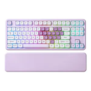 YUNZII B87 Heart Wireless Mechanical Keyboard, QMK/VIA Programmable, TKL Layout 87 Keys, BT/2.4G/USB-C, Hot Swap Gasket Mount RGB Backlit Gaming with Wrist Rest for Win/Mac