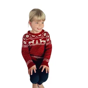 L.W. Clothing Company Children's Knit Christmas & Holiday Sweater with Snowflakes, Reindeer & Christmas Trees Design for Ages 2-5