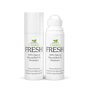 Magnesium Roll-On Deodorant 2-Pack | Natural Deodorant for Sensitive Skin | Aluminum Free, Baking Soda Free | Aloe Vera, Geranium Sage, Made in USA (Isabella's Clearly FRESH)