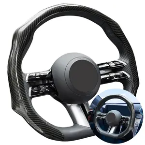 Ergonomical Designed 5D Carbon Fiber Steering Wheel Booster Cover, Sporty Car Wheel Cover Protector Easy To Installation, Non-Slip Comfortable Anti-Skid Auto Interior Decoration Accessories, 15 inch Universal For 99% Car SUV Truck Pickup Sedan