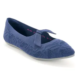 Skechers Cleo Point Textured Knit Ribbon Knot Flats-Lady Love