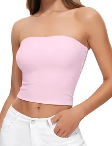 CRZ YOGA Butterluxe Double Lined Tube Tops for Women Basic Bandeau Cropped Tops Strapless Casual Going Out Crop Top