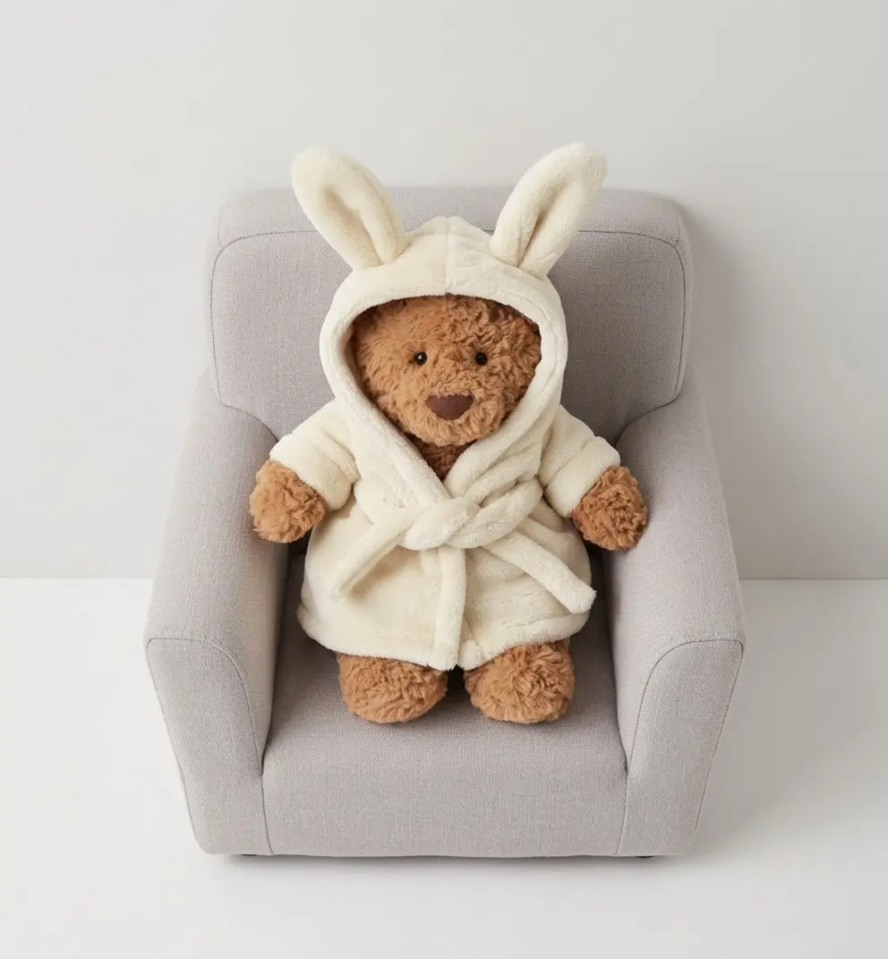Cute Jellycat Bartholomew Bear with Bunny Ears Dressing Gown | Trendy Aesthetic Room Decor Gift