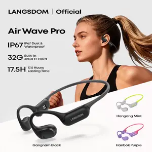 LANGSDOM Open-Ear Headphones – 32GB Music Built-in, No Phone Needed, 17.5H Playtime, Ultra-Light 26g, IP67 Waterproof for Running & Cycling