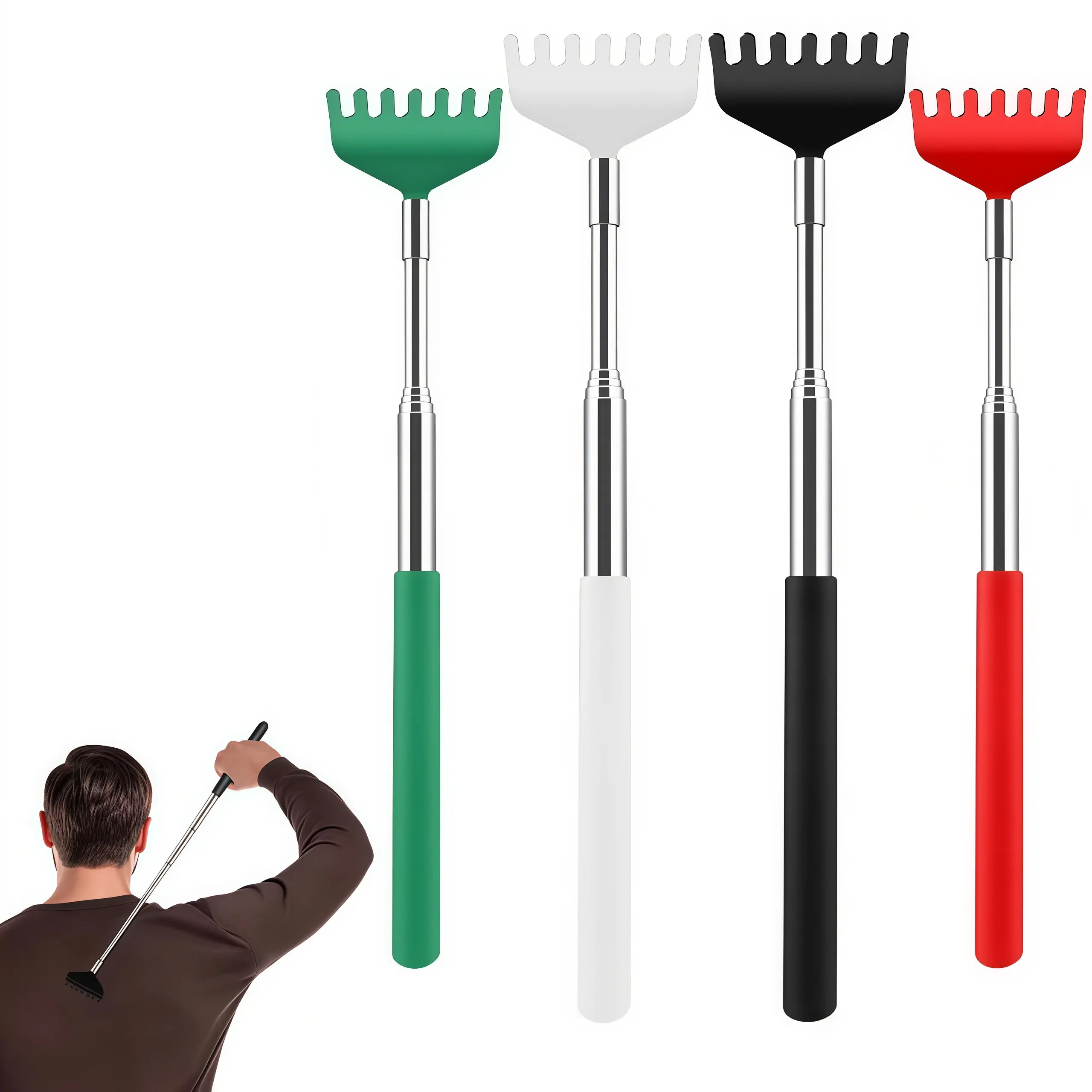 LMMAKE 4PCS Extendable Back Scratchers For Men Women Practical Fun Massage Tools Perfect Stocking Stuffer Elephant Gifts Ideal For Thanksgiving Birthday And All Gift Occasions