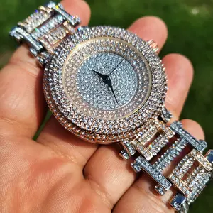 Men's Hip Hop Full Iced Rose Gold / Silver Tone Bling Fashion Metal Band Watch Luxury Unique Style