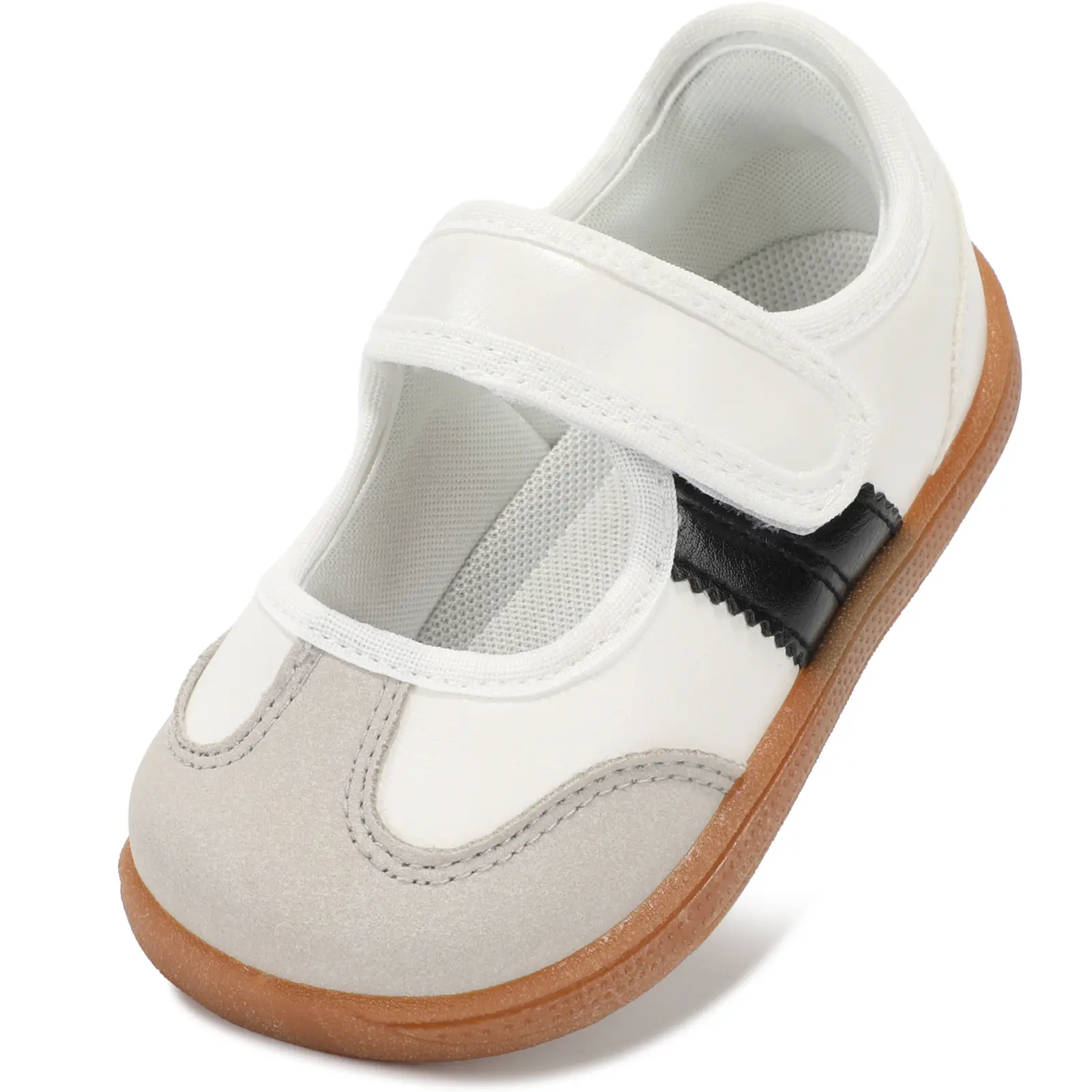 Toddler Girl Mary Jane Classic Sneakers | Wide Toe Box, Barefoot-Inspired Comfort, Flexible Sole, Hook-and-Loop Straps, Retro Style for School, Play & Everyday Wear