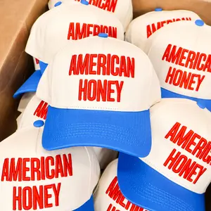 Women's Trucker Hat 3D Embroidered AMERICAN HONEY' - Adjustable Snap Back Casual Outfits