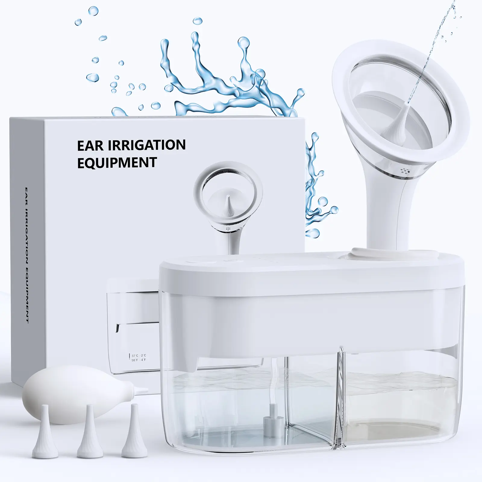 KAUGIC Ear Wax Removal Tool Water Powered Ear Cleaner with 4 Clean Modes & 4 Ear Tips for Effective Earwax Buildup Removal White