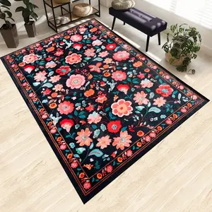 Washable Floral Vintage Boho Area Rug 4x6 6x9 5x7 7x10 9x11 Feet, Soft Carpet for Living Room Bedroom Dining Room Home Decor Floor Mat