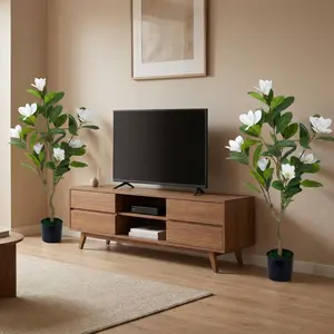 45 Inch Artificial Magnolia Tree for Home Decor,Faux Plants with Realistic Leaves and Lifelike Flowers, Fake Tree for Living Room, Office Indoor and Outdoor Decor,Set of 2