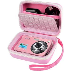 Carrying & Protective Case for Digital Camera, AbergBest 21 Mega Pixels 2.7" LCD Rechargeable HD/Kodak Pixpro/Canon PowerShot ELPH 180/190 / Sony DSCW800 / DSCW830 Cameras for Travel-Pink